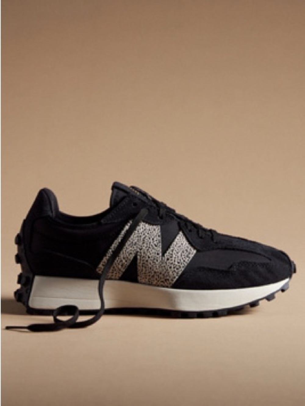 New Balance Women's 327 Lifestyle Sneakers Black with Cheetah Animal Print